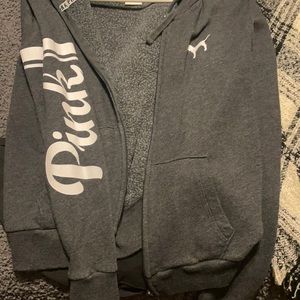 pink victoria secret zip up sweatshirt